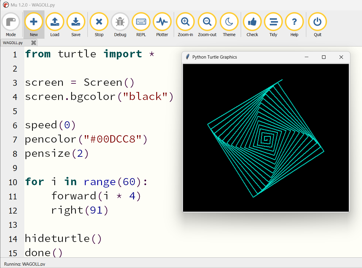 WAGOLL Turtle output for loops and kaleidoscope patterns